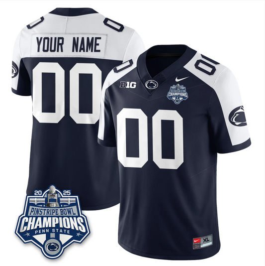 Custom Penn State Jersey 2025 Pinstripe Bowl Champions Vapor Stitched