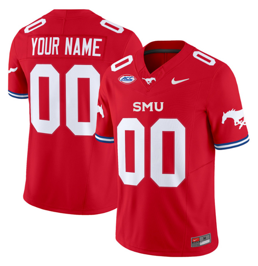 Custom SMU Mustangs Icy Jersey Name and Number College Football Vapor Limited Red