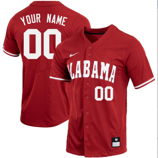 Custom Alabama Crimson Tide Baseball Crimson Full Button Jersey Stitched