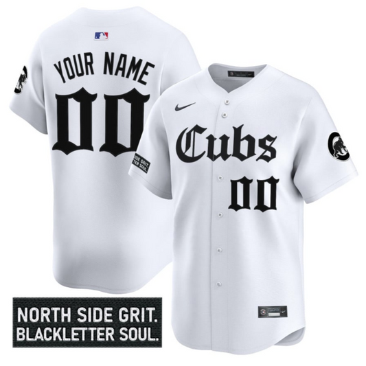Custom Chicago Cubs Jersey Gothic North Side Edition Vapor Premier Limited Stitched White