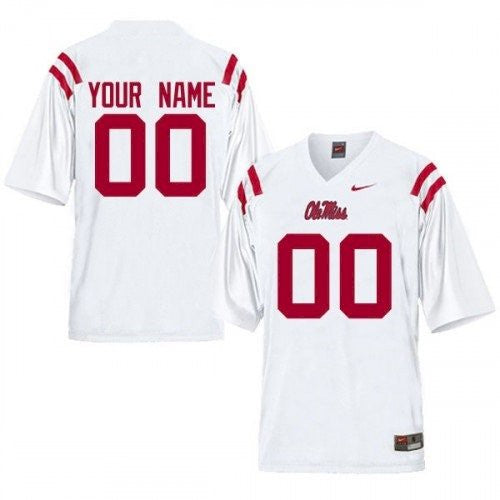 Custom Ole Miss Rebels Jersey Name and Number College NCAA Football White