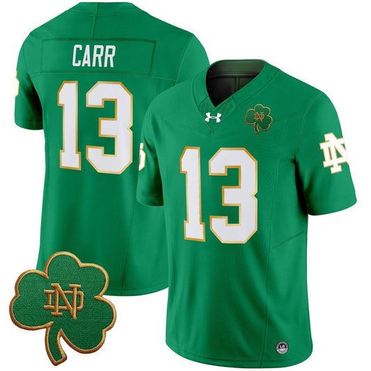 CJ Carr Jersey #13 Notre Dame 2025 Vapor Limited V3 Stitched Green