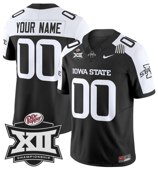 Custom Iowa State Jersey Name and Number 2024 Championship Patch Black Alternate