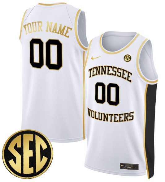 Custom Tennessee Vols Jersey Name, Number 2024 Swingman Basketball White Gold