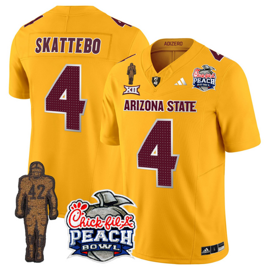 Cam Skattebo Jersey #4 Arizona State Peach Bowl Patch Football V2 Gold