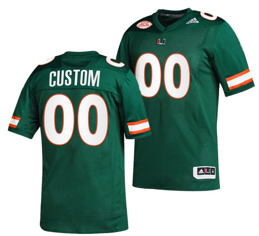 Custom Miami Hurricanes Jersey Name and Number NCAA College Football ACC Green