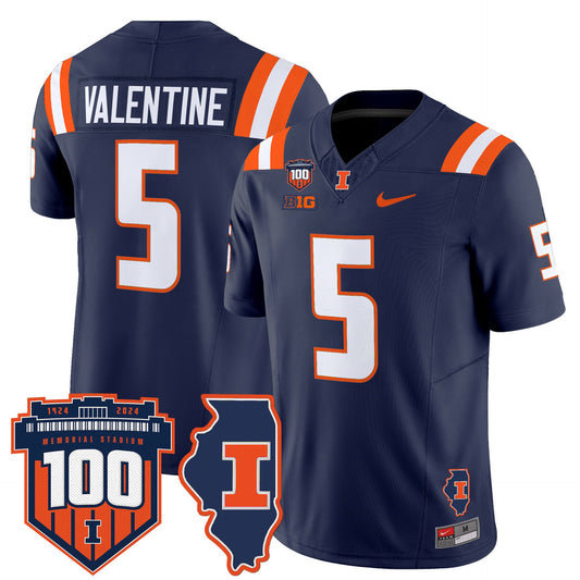 Ca'Lil Valentine Jersey #5 Illinois Fighting 100th Memorial Stadium Orange Alter