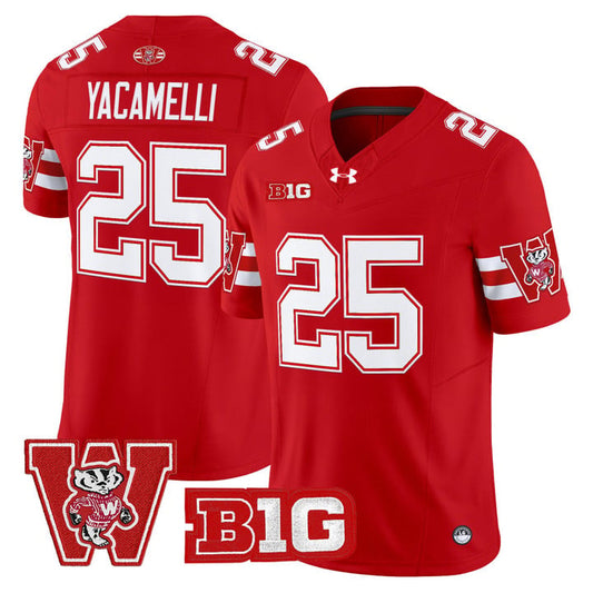 Cade Yacamelli Jersey #25 Wisconsin Badgers Throwback Stitched Red