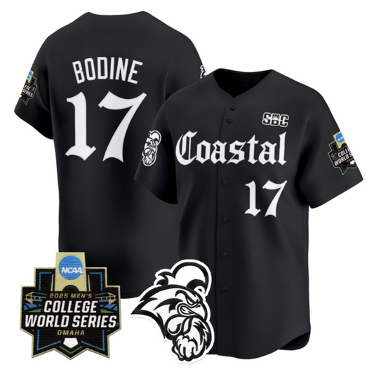 Caden Bodine Jersey #17 Coastal Carolina 2025 World Series Gothic Edition White