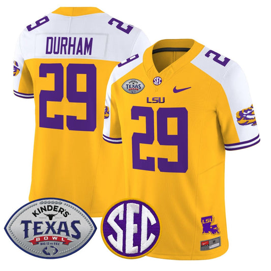 Caden Durham Jersey #29 LSU Tigers 2025 Texas Bowl Vapor Stitched