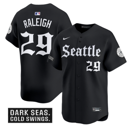 Cal Raleigh Jersey #29 Seattle Mariners Deep Sea Gothic Edition Limited Stitched Black