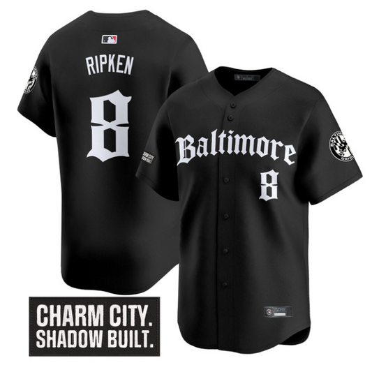 Cal Ripken Jersey #8 Baltimore Orioles Gothic Harbor Edition Black