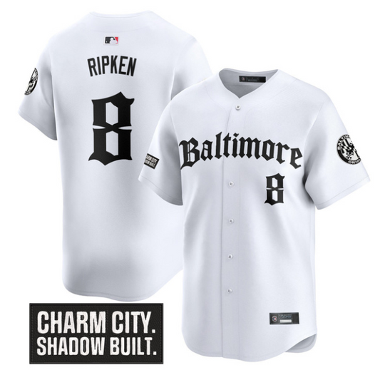 Cal Ripken Jersey #8 Baltimore Orioles Gothic Harbor Edition White