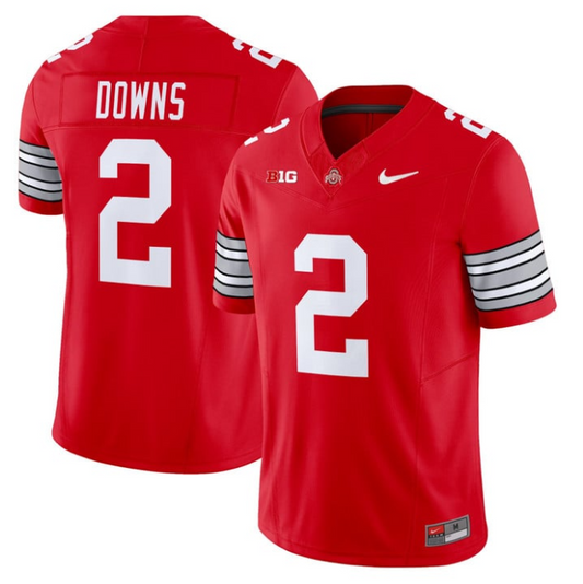 Caleb Downs Jersey #2 Ohio State Heritage Stripe 2025-26 Stitched Red