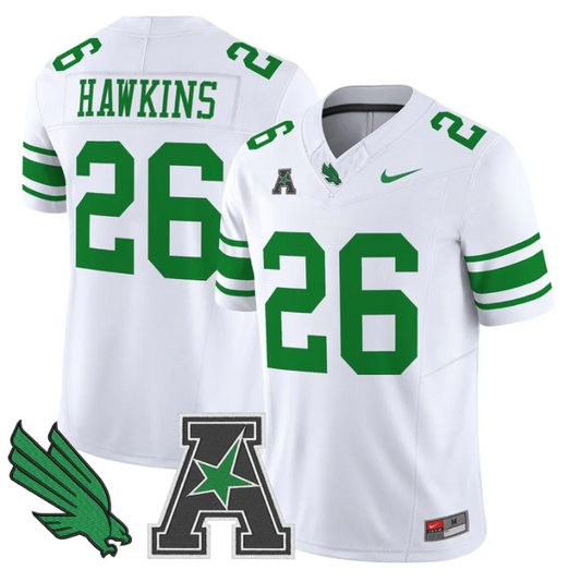 Caleb Hawkins Jersey #26 North Texas Mean Green 2025 Vapor Stitched White