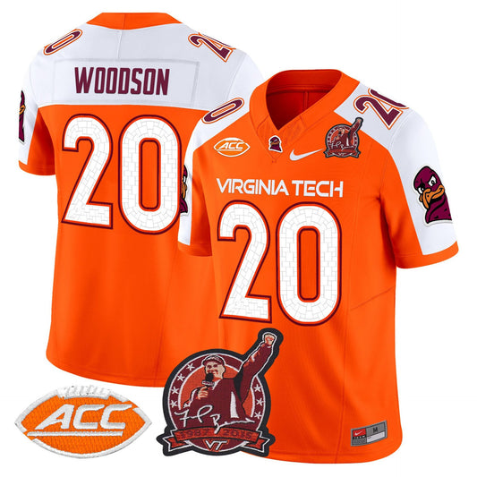Caleb Woodson Jersey #20 Virginia Tech Hokies Coach Frank Beamer 2025 Orange Alter