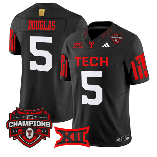 Caleb Douglas Jersey #5 Texas Tech 2025 Big 12 Champions Limited Stitched