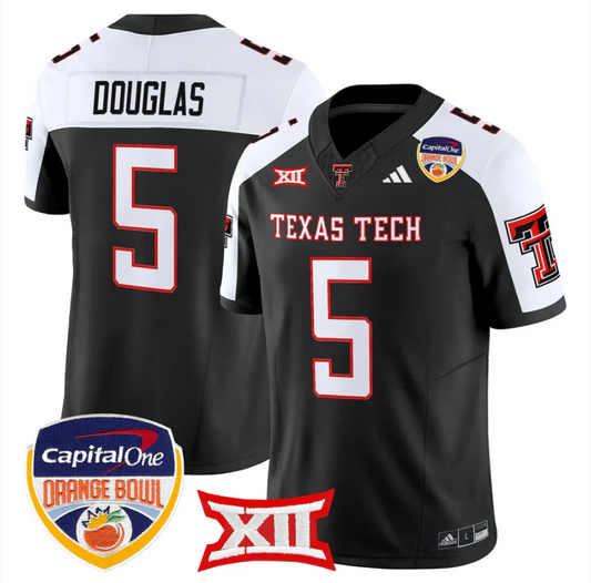 Caleb Douglas Jersey #5 Texas Tech 2025 Orange Bowl Patch V2 Stitched