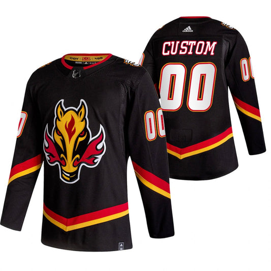 Calgary Flames Custom Black 2020-21 Reverse Retro Alternate NHL Jersey