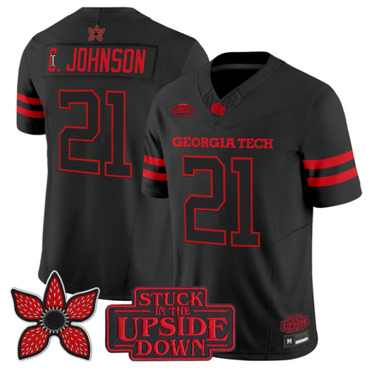 Calvin Johnson Jersey #21 Georgia Tech Yellow Jackets Stranger Things Stitched