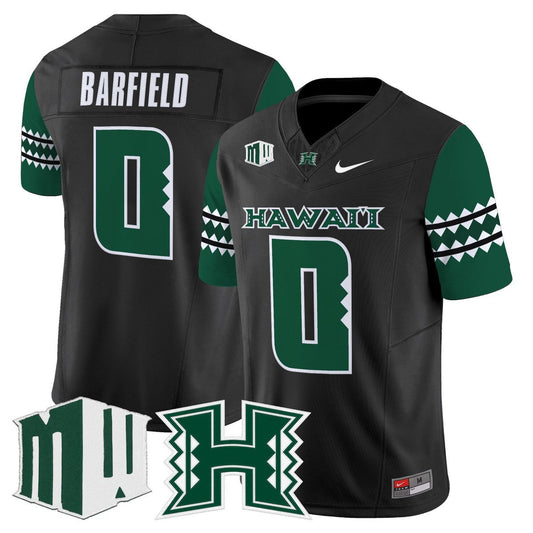 Cam Barfield Jersey #0 Hawai'i Rainbow Warriors 2025 Vapor Stitched Black