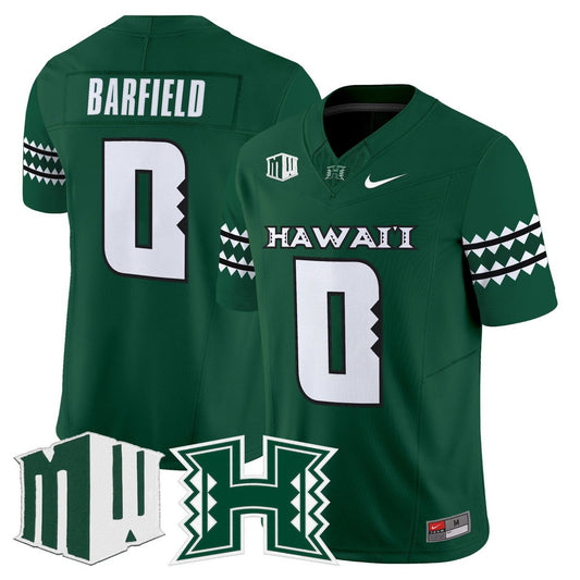 Cam Barfield Jersey #0 Hawai'i Rainbow Warriors 2025 Vapor Stitched Green