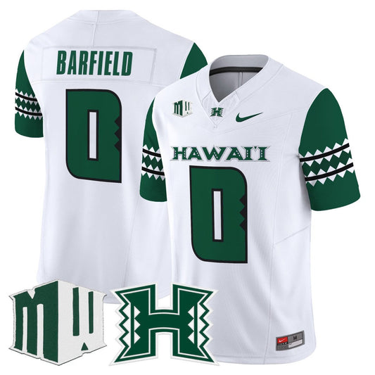 Cam Barfield Jersey #0 Hawai'i Rainbow Warriors 2025 Vapor Stitched White
