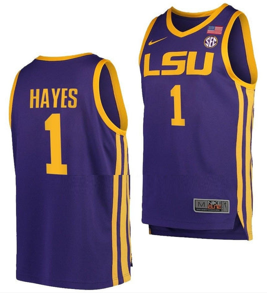 Cam Hayes Jersey LSU Tigers College Basketball Purple #1