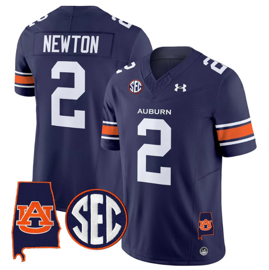 Cam Newton Jersey #2 Auburn Tigers 2025 Alabama Patch Stitched Navy