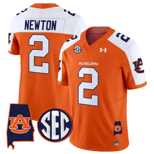 Cam Newton Jersey #2 Auburn Tigers 2025 Alabama Patch Stitched Orange Alter