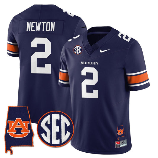 Cam Newton Jersey #2 Auburn Tigers Alabama Patch Vapor Stitched Navy
