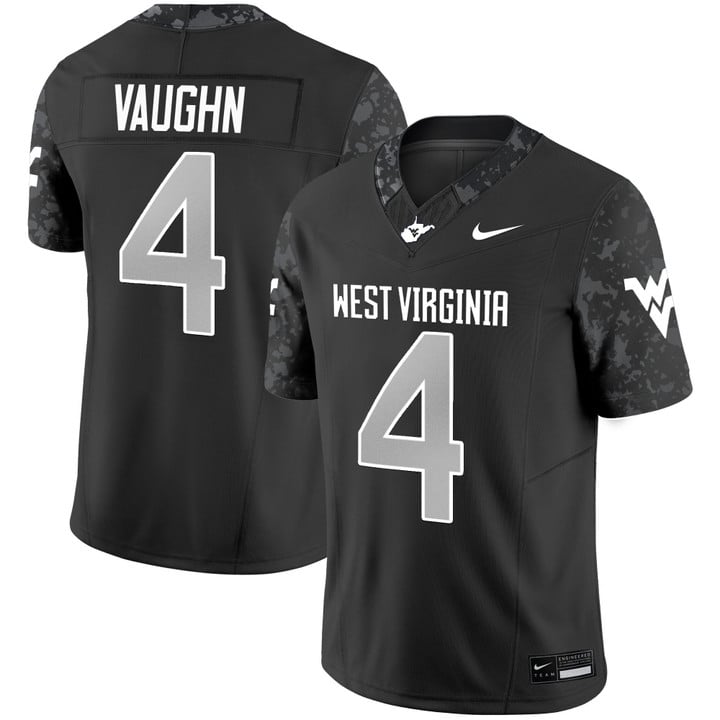 Cam Vaughn Jersey #4 West Virginia Mountaineers 2025 Vapor Stitched Coal