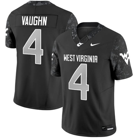 Cam Vaughn Jersey #4 West Virginia Mountaineers 2025 Vapor Stitched Coal