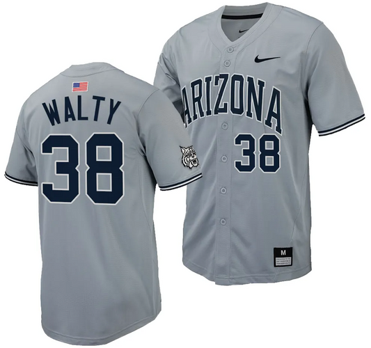 Cam Walty Jersey #38 Arizona Wildcats Replica Baseball Full-Button Gray