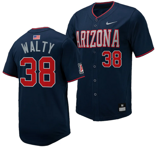 Cam Walty Jersey #38 Arizona Wildcats Replica Baseball Full-Button Navy