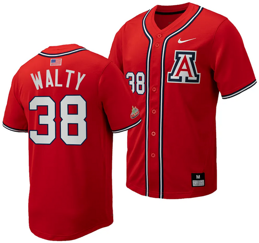 Cam Walty Jersey #38 Arizona Wildcats Replica Baseball Full-Button Red
