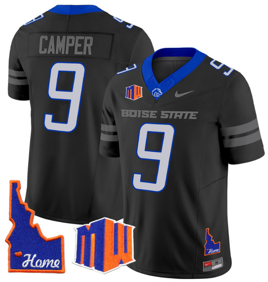 Cameron Camper Jersey #9 Boise State Broncos 2024 Home Patch Vapor Football Black