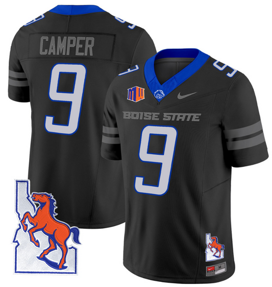 Cameron Camper Jersey #9 Boise State Broncos 2024 Map Patch Vapor Football Black