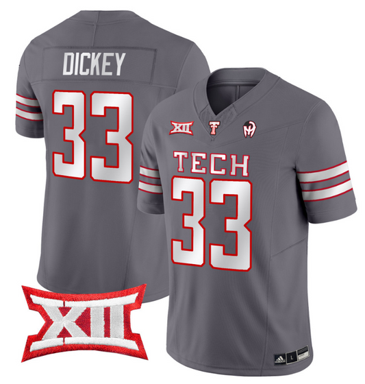 Cameron Dickey Jersey #33 Texas Tech Red Raiders Vapor Limited Football Grey