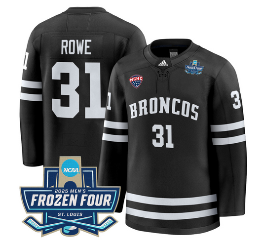 Cameron Rowe Jersey #31 Western Michigan Broncos 2025 Frozen Four Patch Stitched Black