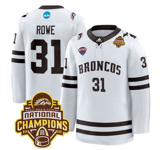 Cameron Rowe Jersey #31 Western Michigan Broncos 2025 National Champions Patch Premium Stitched White