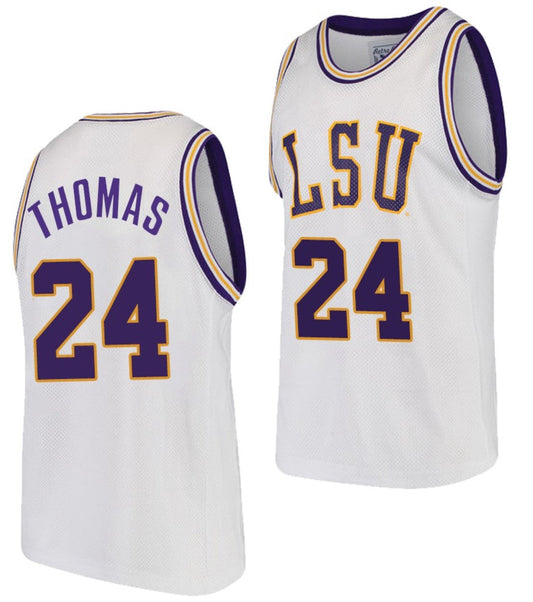 Cameron Thomas Jersey LSU Tigers College Basketball White Replica #24