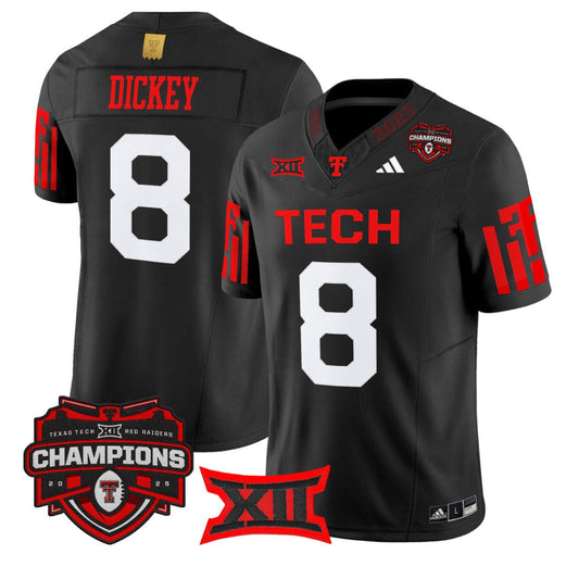 Cameron Dickey Jersey #8 Texas Tech 2025 Big 12 Champions Stitched