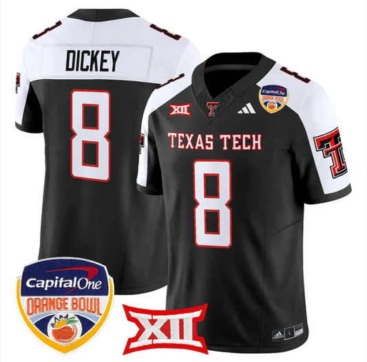 Cameron Dickey Jersey #8 Texas Tech 2025 Orange Bowl Patch V2 Stitched