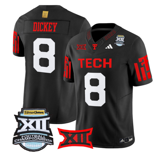 Cameron Dickey Jersey #8 Texas Tech Red Raiders 2025 Big 12 Championship
