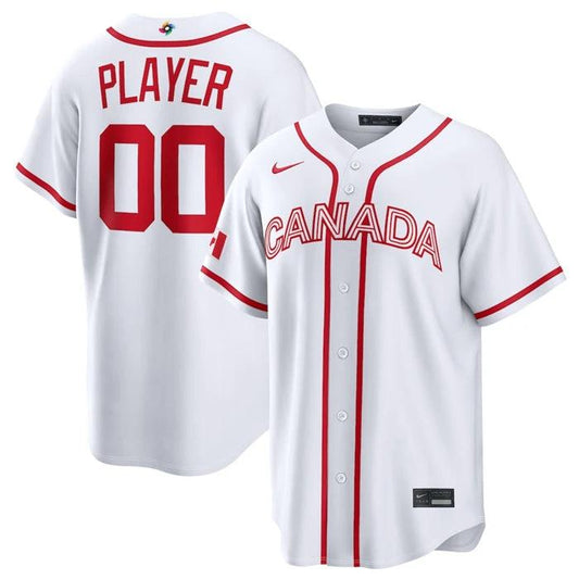 Canada Baseball Jersey Active Player Custom White 2026 World Baseball Classic Home Stadium Stitched