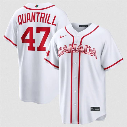 Canada Baseball #47 Cal Quantrill Jersey White 2026 World Baseball Classic Home Stadium Stitched