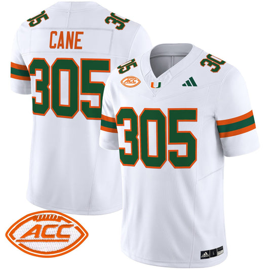 Cane Jersey #305 Miami Hurricanes 2025 Vapor Limited Stitched White