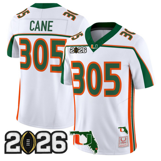Cane Jersey #305 Miami Hurricanes Throwback 2026 CFP Final Florida Stitched