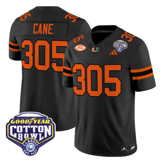 Cane Jersey #305 Miami Hurricanes 2025 Cotton Bowl Patch Stitched
